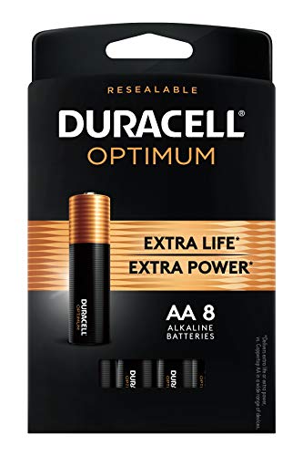 Product Cover Duracell Optimum 1.5V Alkaline AA Batteries - Long Lasting, Double A Battery with Convenient, Resealable Package - 8 Count