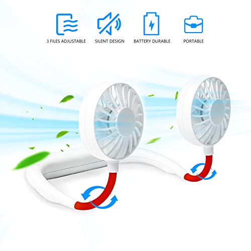 Product Cover Hand-Free Personal Fan, Mini Portable USB Rechargeable Fan, with 3 Speed Adjustable, 360 Degrees Free Rotation Perfect for Traveling, Sports and Office Room, Headphone Design, Neckband Wearable