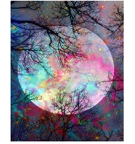 Product Cover CANDYL DIY Oil Painting Paint by Number Moon Kit for Kids Adults Students Beginner DIY Canvas Painting by Numbers Acrylic Oil Painting Arts Craft for Home Wall Decoration Bright Moon 16x20 Inch
