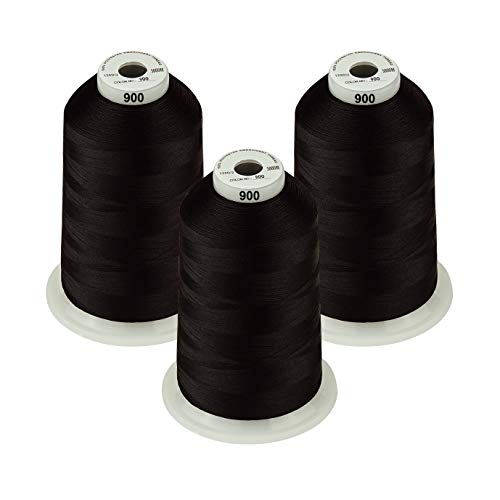 Product Cover Simthread - 26 Selections - Various Assorted Color Packs of Polyester Embroidery Machine Thread Huge Spool 5500Y for Sewing Embroidery Machines - Black