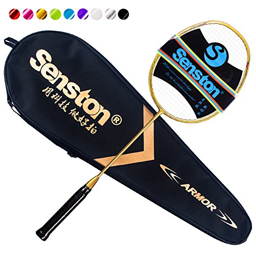 Product Cover Senston N80 Graphite Single High-Grade Badminton Racquet Professional Carbon Fiber Badminton Racket Carrying Bag Included Gold Color