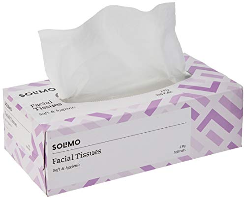 Product Cover Amazon Brand - Solimo 2 Ply Facial Tissues Carton Box - 100 Pulls
