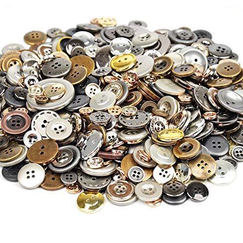 Product Cover Esoca 650Pcs Gold and Silver Buttons for Crafts Buttons for Art, DIY Crafts, Christmas Decoration (Metal Color))