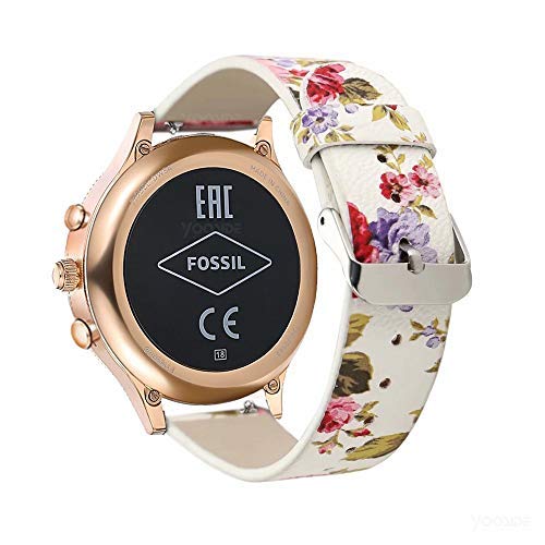 Product Cover YOOSIDE for Fossil Q Venture Watch Band, 18mm Quick Release Leather Watch Band Strap for Fossil Q Venture Gen 3/Gen 4/HR Gen 4,Fossil Women's Gen 4 Sport (Pink-Flower)