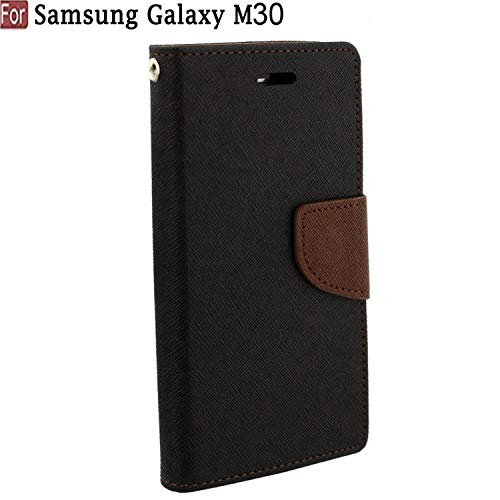 Product Cover CEDO Mercury Magnetic Lock Luxury Diary Wallet Style Flip Cover Case for Samsung Galaxy M30 (Black-Brown)