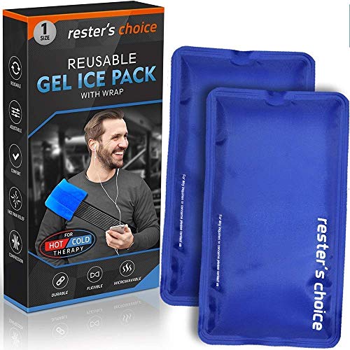 Product Cover Gel Cold & Hot Packs (2-Piece Set) 5x10 in with Adjustable Wrap. Reusable Warm or Ice Packs for Injuries, Hip, Shoulder, Knee, Back Pain - Hot & Cold Compress for Swelling, Bruises, Surgery
