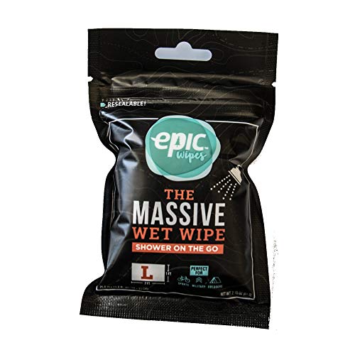 Product Cover Encore, LLC Epic Wipes, 20-Pack Large Wet Wipes, Biodegradable Residue-Free Shower Substitute, Big on-The-go Bamboo Body Wipes