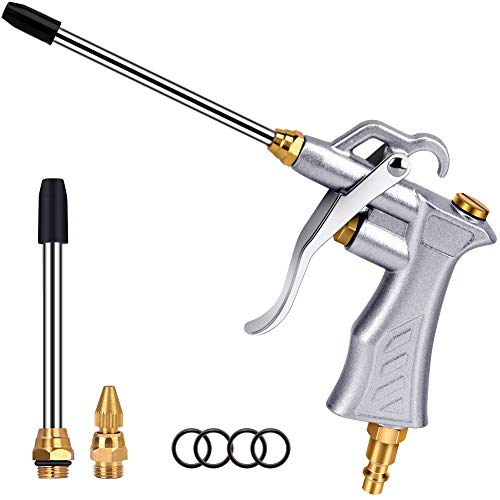 Product Cover Professional Air Blow Gun with Copper Adjustable Air Flow Nozzle and 2 Steel Air flow Extension, Pneumatic Air Compressor Accessory Tool Dust Cleaning Air Blower Nozzle Gun
