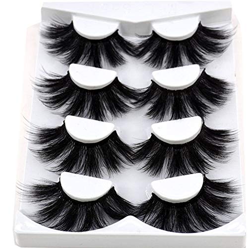 Product Cover HBZGTLAD NEW 4 Pairs 3D Mink Hair False Eyelashes Criss-cross Wispy Cross Fluffy length 25-30mm Lashes Extension Handmade Eye Makeup Tools (MDR-5)