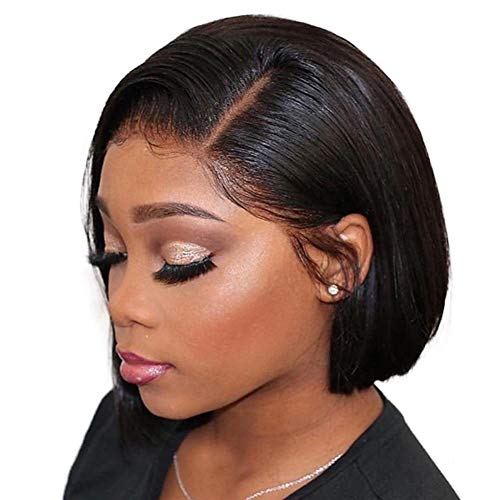 Product Cover ALI PANDA Straight Short Bob Lace Front Wigs Human Hair Wigs For Black Women 130% Density Brazilian Straight Human Hair Wigs Pre Plucked with Baby Hair Natural Color