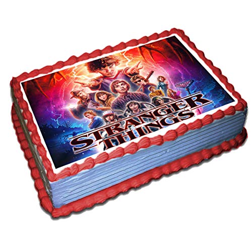 Product Cover Stranger Things Edible Cake Toppers Icing Sugar Paper 8.5 x 11.5 Inches Sheet Edible Frosting Photo Birthday Cake Topper Fondant Transfer (Best Quality Printing)