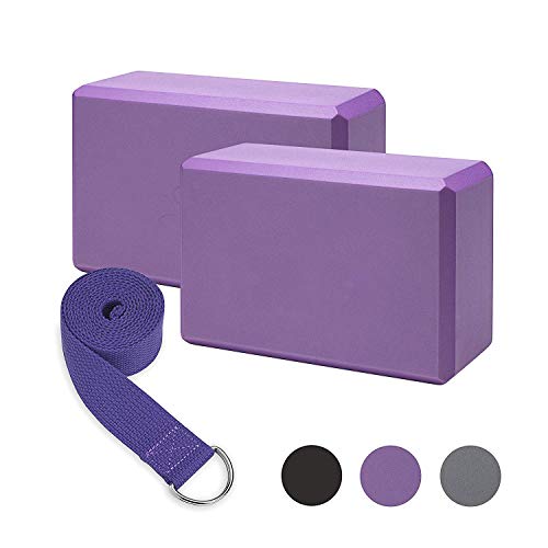 Product Cover serveuttam Yoga Block High-Density EVA Foam Block to Support and Deepen Poses, Improve Strength and Aid Balance and Flexibility Lightweight, Odour Resistant and Moisture-Proof with Yoga Belt