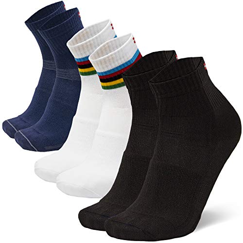 Product Cover Cycling Socks 3-pack (Multicolor (1 x stripes, 1 x black, 1 x blue), US Women 11-13 // US Men 9.5-12.5)