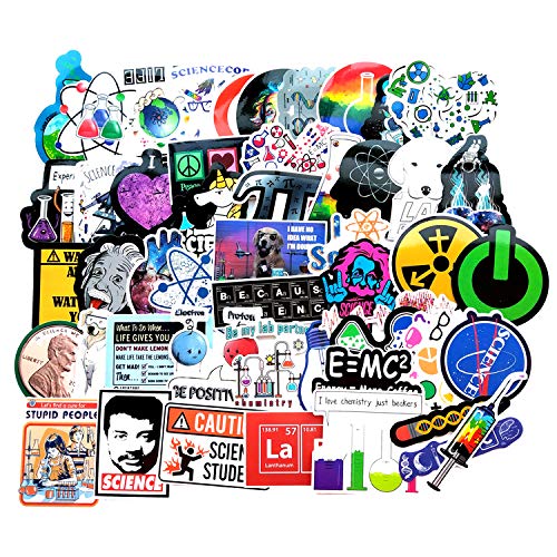 Product Cover Vinyl Science Experiments Stickers Pack 51 Pcs Science Decals for Laptop Ipad Car Luggage Water Bottle Helmet Truck