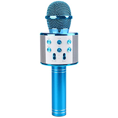 Product Cover Karaoke Microphone for Girls, Wireless Microphone Toy for 4-9 Year Old Girls Kid Microphone Machine for Girl Home Party Gift for 5-10 Year Old Kids Boy Birthday Gift Age 6 7 8 Girl Children Blue Mic