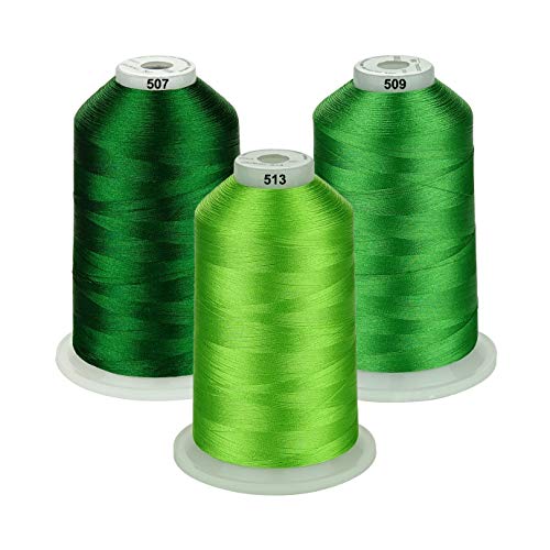 Product Cover Simthread - 26 Selections - Various Assorted Color Packs of Polyester Embroidery Machine Thread Huge Spool 5500Y for Sewing Embroidery Machines - Green Series