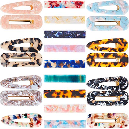 Product Cover 23 Pieces Acrylic Hair Clips Resin Hairpins Marble Rectangle Clips Duckbill Alligator Barrettes for Women