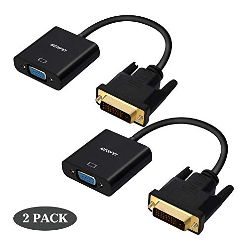 Product Cover Active DVI-D to VGA Adapter, Benfei 2 Pack DVI-D 24+1 to VGA Male to Female Adapter