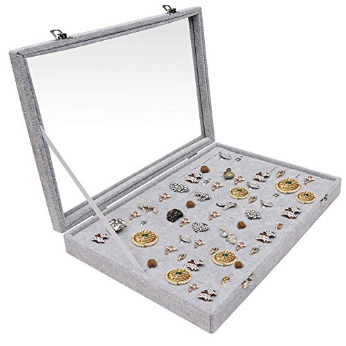 Product Cover Hivory 100 Slots Rings & Ear Rings Storage Box with Transparent Lid ~ Ample Space ~ See Through Top Display Case Accessories Storage Jewelry Box (100 Slot)