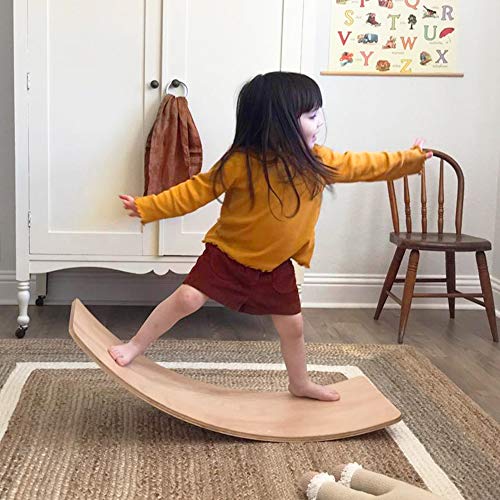 Product Cover little dove Wood Balance Board Wobbel Balance Board Kid Yoga Board Curvy Board - Wooden Rocker Board Kid Size Wood