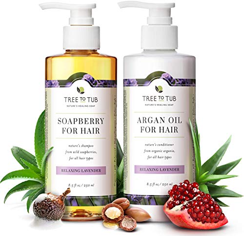 Product Cover Gentle Argan Oil Shampoo & Conditioner by Tree to Tub-pH 5.5 Balanced Moisturizing Duo with Wild Soapberry & Organic Moroccan Oil - Nourishes Dry Hair & Very Sensitive Scalp, Sulfate Free (2 Pack)