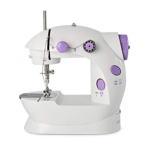 Product Cover Portable Sewing Machine Mini Adjustable Electric 2-Speed Double Thread Handheld Sewing Embroidery Machine for Beginner Kids Straight Sewing with Foot Pedal