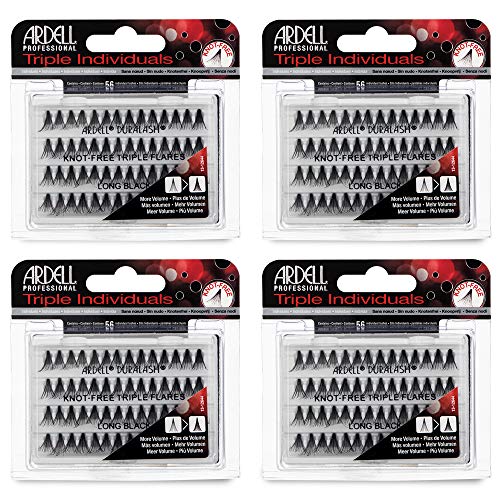Product Cover Ardell False Eyelashes Triple Individuals Knot-Free Long Black 4 Pack