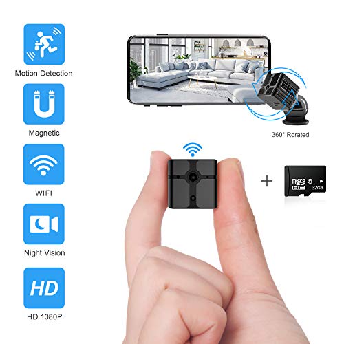 Product Cover Mini Spy Camera WiFi, Ehomful 1080P HD Wireless Hidden Camera Live Streaming with App,Cop Spy Cam Seen On TV, Nanny Cam for Home Security,Body Camera Night Vision/Motion Activated,32 GB Card