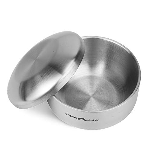 Product Cover CHARMMAN Stainless Steel Shaving Soap & Cream Bowl with Lid | Three-walls Heat Preservation | Heavy Weight Steel （270g/ 0.59ib)