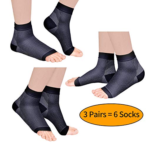 Product Cover Laneco Plantar Fasciitis Socks (3 Pairs), Compression Foot Sleeves with Heel Arch & Ankle Support, Great Foot Care Compression Sleeve for Men & Women