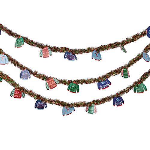 Product Cover Blue Panda Ugly Sweater Christmas Garland for Holiday Parties (26 ft)