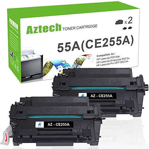 Product Cover Aztech Compatible Toner Cartridge Replacement for HP CE255A 55A 55X CE255X (Black, 2-Packs)