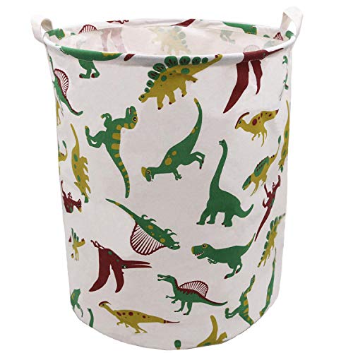 Product Cover Extra Large Laundry Hamper 19.7x15.7 Inch, ZUEXT Cotton Canvas Fabric Collapsible Organizer Basket, Waterproof Clothes Laundry Hamper, Toy Bins, Dinosaur Gift Baskets for Bedroom Baby Nursery
