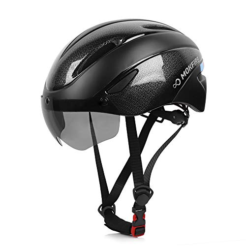 Product Cover MOKFIRE Adult Bike Helmet, Bicycle Helmet with Removable Magnetic Goggles Visor, CPSC & CE.EN1078 Certification Adjustable Mountain & Road Cycling Helmet for Adult Men/Women Size 22.44-24.01 (Black)