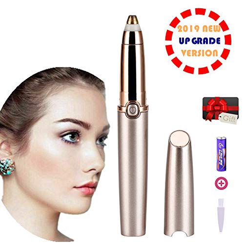 Product Cover Eyebrow Hair Remover, Electric Painless Eyebrow Trimmer Epilator for Women, Updated Portable Eyebrow Hair Removal Razor with Light (Button Version-Rose Gold)