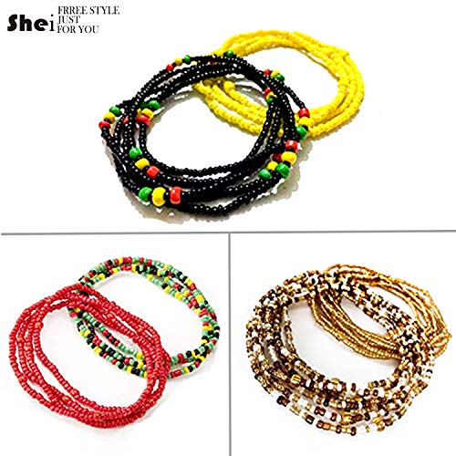 Product Cover Tuoshei 6 Piece Summer Jewelry Waist Bead Set Colorful Waist Bead Belly Bead African Waist Bead Body Chain Beaded Belly Chain Bikini Jewelry for Woman Girl