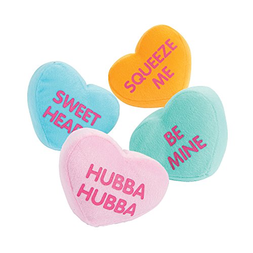 Product Cover Fun Express Plush Conversation Hearts for Valentine's Day (Set of 12) Stuffed Animal Toys