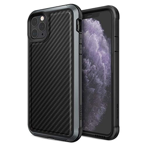 Product Cover X-Doria Defense Lux, iPhone 11 Pro Max Case - Military Grade Drop Tested, Anodized Aluminum, TPU, and Polycarbonate Protective Case for Apple iPhone 11 Pro Max, (Black Carbon Fiber)
