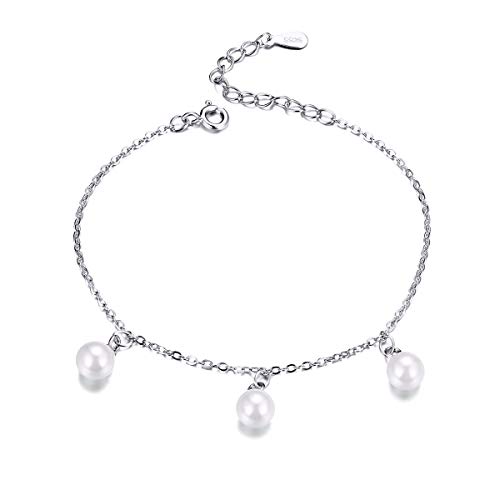 Product Cover YQM Bracelets for Women Teen Girls Adjustable S925 Sterling Silver Pearl Bracelets Birthday Gifts for Women Girl