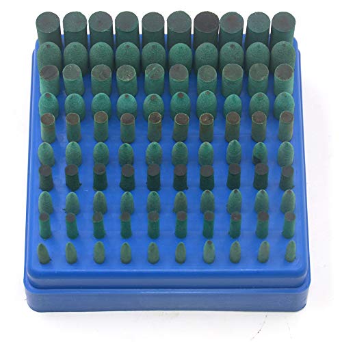 Product Cover Oudtinx Polishing Accessories 100pcs Rubber Grinding Heads,3mm Shank Assorted Accessory, Mounted Point Wheel Head Kit for Dremel Polish Rotary Tools (Green)