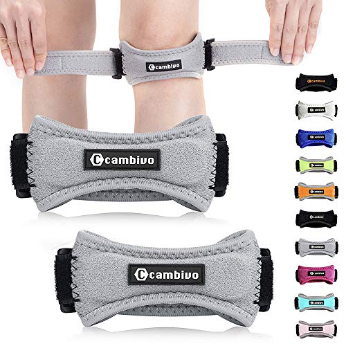 Product Cover CAMBIVO Patella Knee Strap, 2 Pack Pain Relief Knee Brace, Patellar Tendon Support Band for Running, Hiking, Volleyball, Jumpers Knee, Tendonitis, Arthritis and Injury Recovery (Gray)