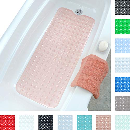 Product Cover SlipX Solutions Coral Extra Long Bath Mat Adds Non-Slip Traction to Tubs & Showers - 30% Longer Than Standard Mats! (200 Suction Cups, 39