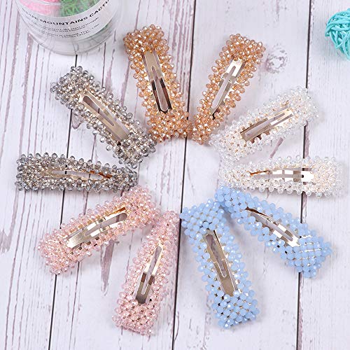 Product Cover 10 PCS Rhinestone Hair Clips for Women and Ladies Shining Crystal Snap Clips Different Color Rhinestone Hair Pins Hair Barrettes for Party Wedding Daily Hair Decorative