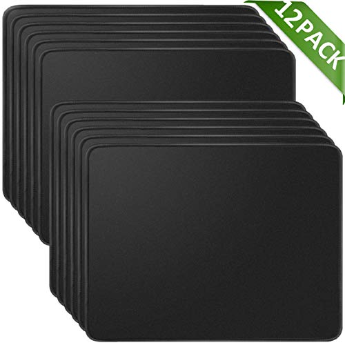Product Cover MROCO Mouse Pads Pack with Non-Slip Rubber Base, Premium-Textured and Waterproof Mousepads Bulk with Stitched Edges, Mouse Pad for Computers, Laptop, Office & Home, 11x8.5 inches, 3mm, 12 Pack, Black
