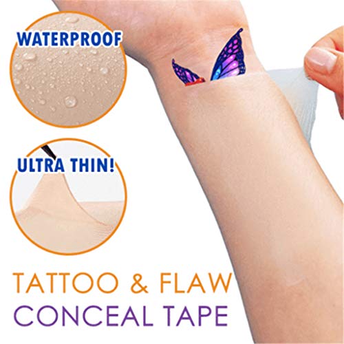Product Cover Breathable Tattoo & Flaw Concealing Tape,TureLaugh Scars Flaw Cover UP Tape Stickers,Tattoo Covers and Skin Shields Cover Up Tape,Flesh-Colored Waterproof Free to Cut Smudge Any Part (5pack) (5 pack)