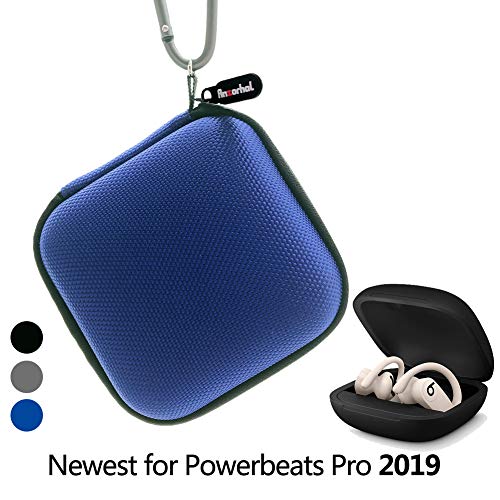Product Cover Portable Carrying case for Powerbeats Pro 2019, Full Body Protection case with Anti-Lost & Shockproof, Carabiner with Wrist Strap,The Newest Design for Powerbeats Pro 2019 (Blue) [No Headphones]