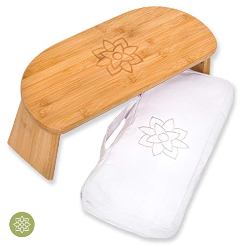 Product Cover Mindful and Modern Folding Meditation Bench - Wooden Seiza Kneeling Stool for Zen Meditating Posture - Bonus Portable Travel Carry Bag - Ergonomic Bamboo Yoga Stool