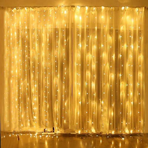 Product Cover Y YUEGANG New Year Decorations Window Lights 300 LED Bedroom Curtain String Light Twinkle Wedding Indoor Outdoor Waterproof of House Yard Garden Wall Home Holiday Party Decor
