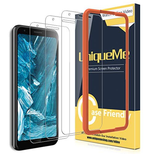 Product Cover [3 Pack] UniqueMe for Google Pixel 3a Screen Protector,[Alignment Frame Easy Installation][Japan Tempered Glass] with Lifetime Replacement Warranty