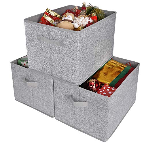 Product Cover GRANNY SAYS Storage Basket for Shelves, Fabric Closet Storage Bins Cube Box with Handle Home Office Fabric Organizer, Jumbo, Gray, 3-Pack